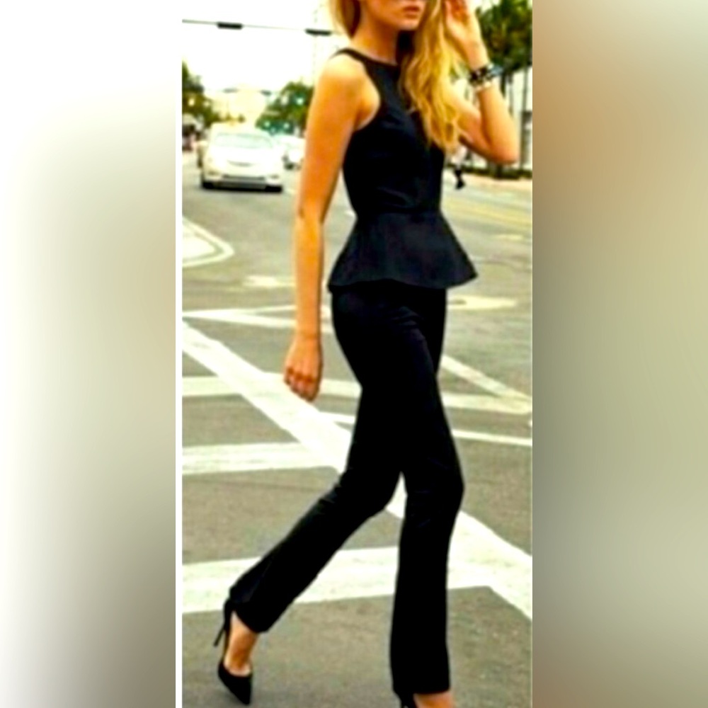 Cabi Textured Black‎ Bustier peplum top Size 6